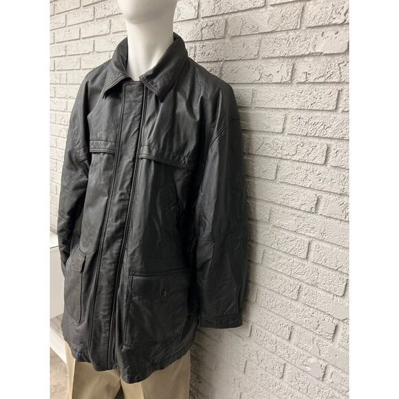 Wilsons Leather Experts Men Black Leather Jacket Size XL - Picture 3 of 14